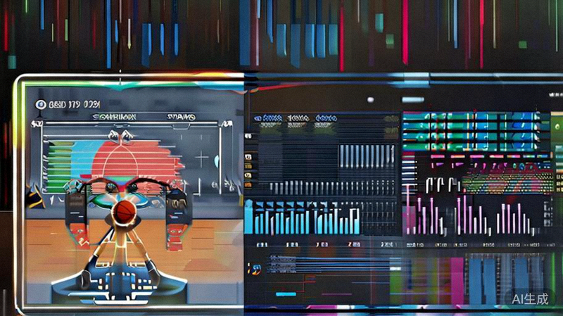 APP内同时展示篮球比赛直播画面和详细的球队技术统计数据分析面板